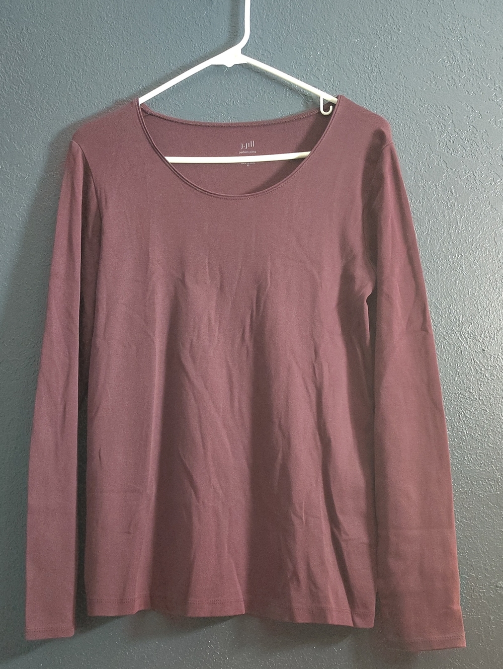 J. Jill Long Sleeve Scoop Neck Top - Wine
